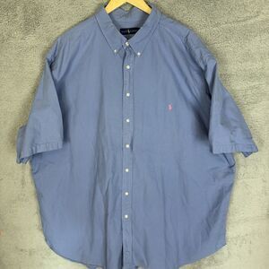 Ralph Lauren Shirt Mens 4XLT Blue Short Sleeve Button Down Classic Fit Cotton‎